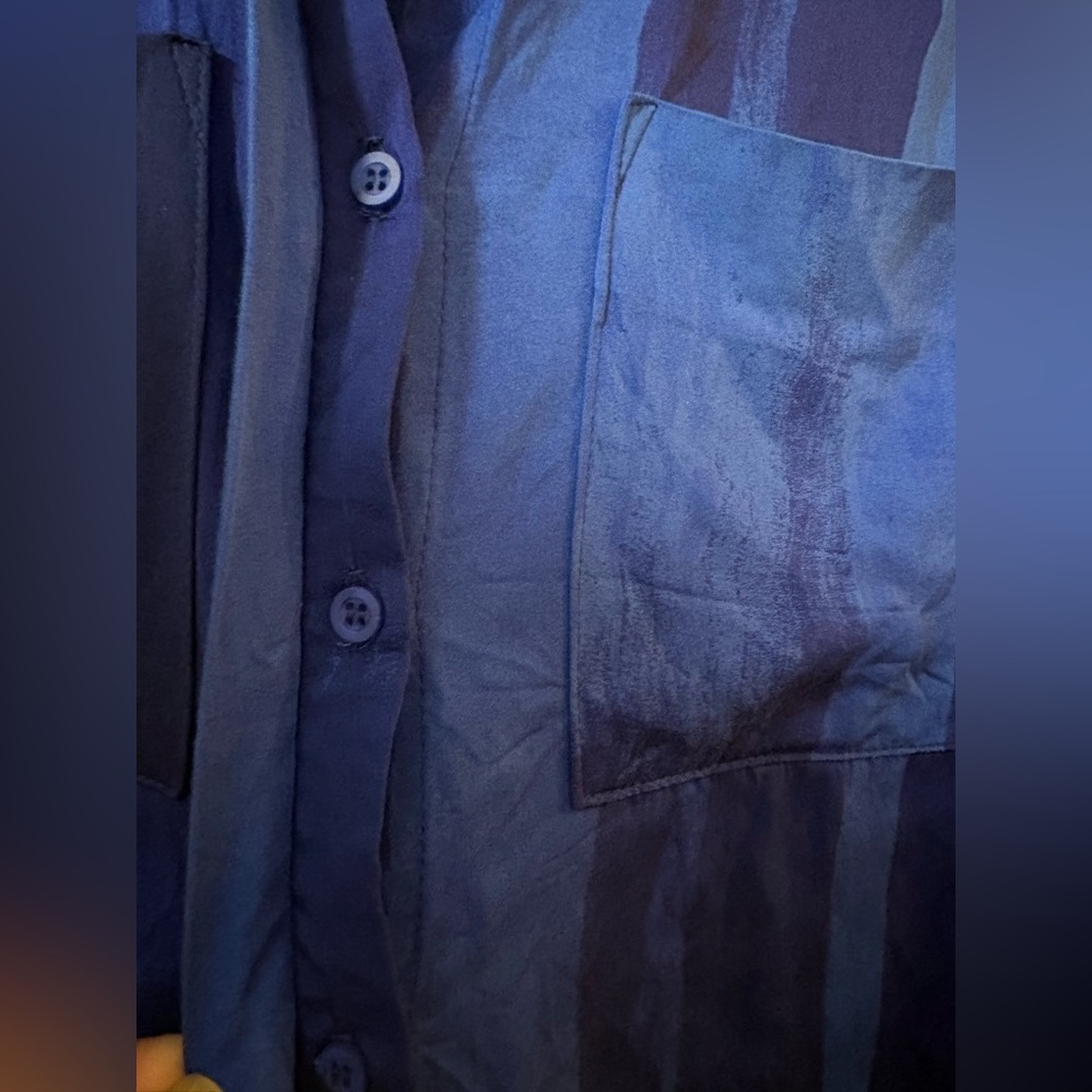 Anthropologie Cloth & Stone royal Blue Button Down Shirt XS - Picture 5 of 10